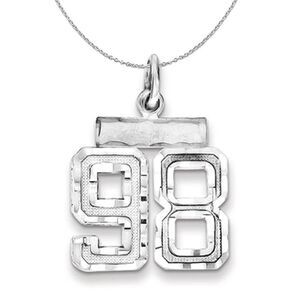 Silver, Varsity Collection, Small D/C Number 98 Necklace - 24 In